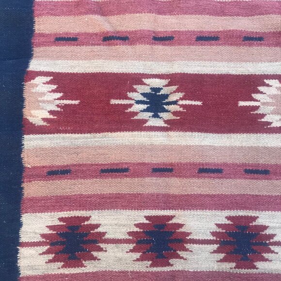 Southwestern Wool Handwoven Southwestern Hallway Runner Rug 7.5ft X 2.5ft Rose - Picture 4 of 6